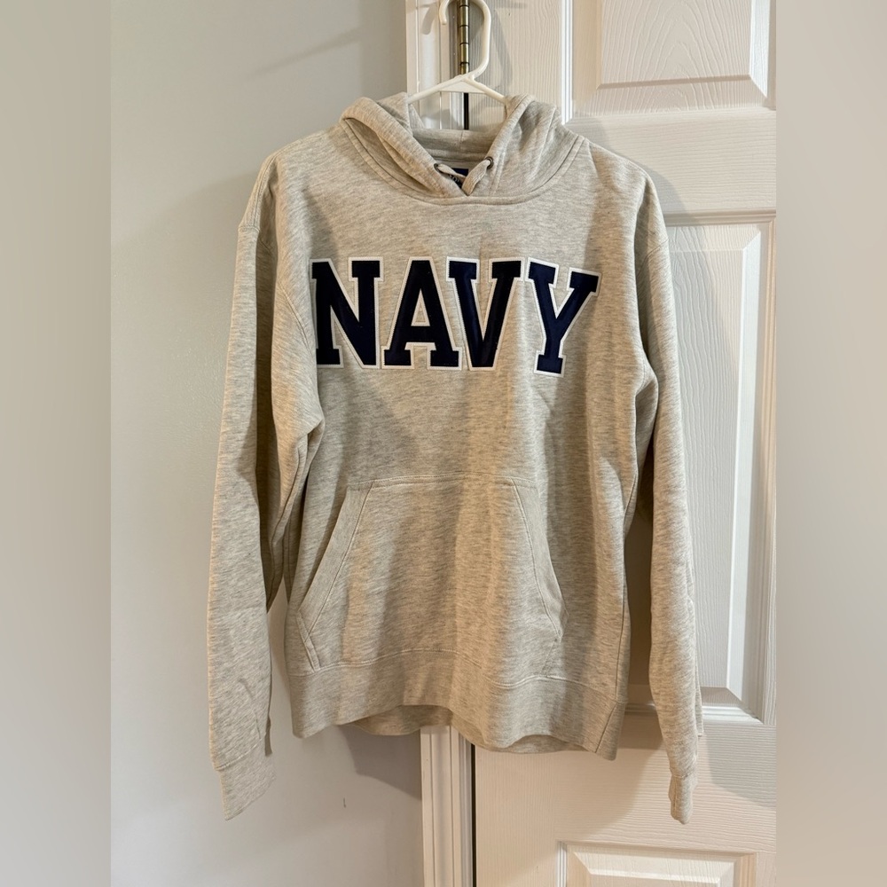 NWOT USNA US Navy Light Heather Tan Hoodie Sweater Medium